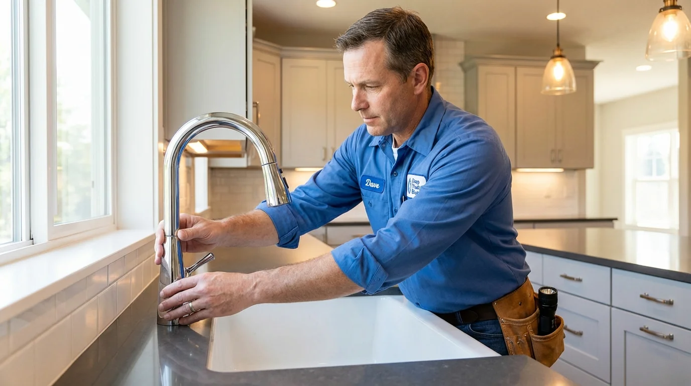 Kitchen faucet installation by Johns Plumbing LLC in Manawa